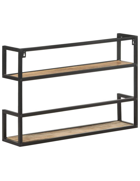Scaffale a Muro 80x20x60 cm in Legno di Mango Grezzo