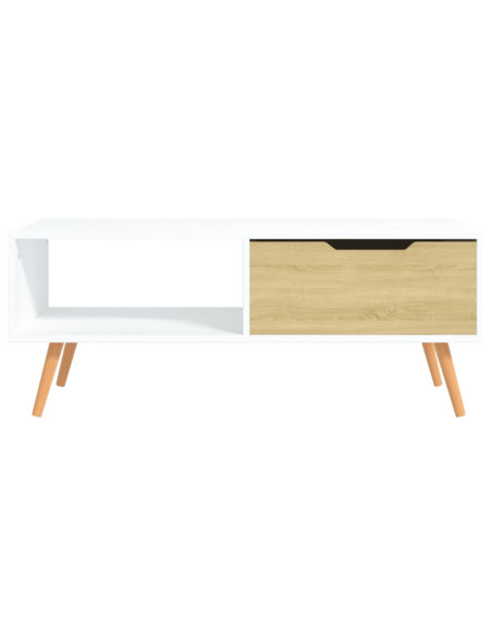 Tavolino Salotto Bianco Rovere Sonoma 100x49,5x43cm Multistrato