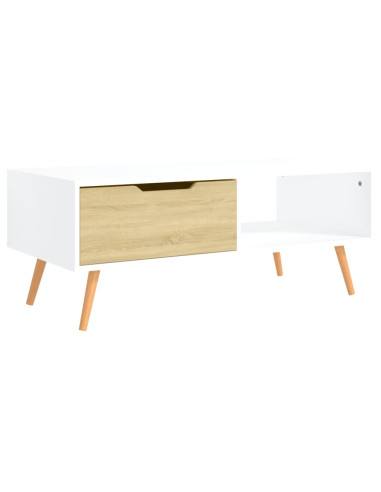Tavolino Salotto Bianco Rovere Sonoma 100x49,5x43cm Multistrato