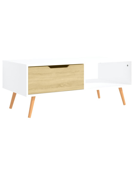 Tavolino Salotto Bianco Rovere Sonoma 100x49,5x43cm Multistrato