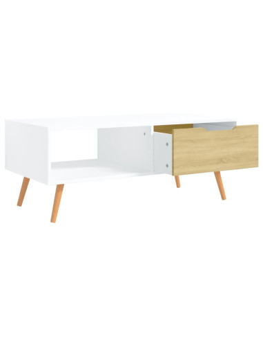 Tavolino Salotto Bianco Rovere Sonoma 100x49,5x43cm Multistrato
