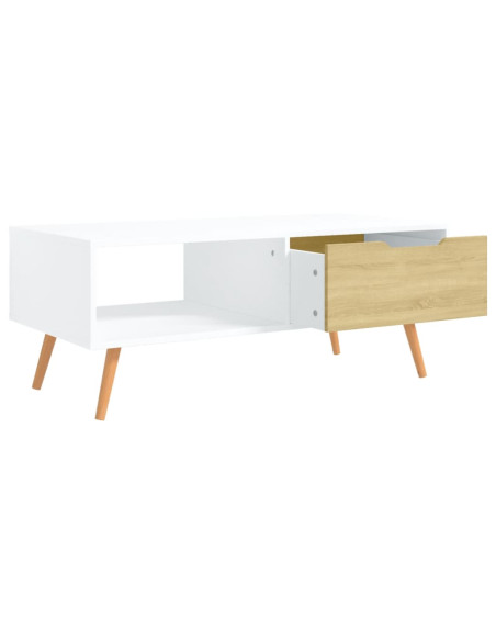 Tavolino Salotto Bianco Rovere Sonoma 100x49,5x43cm Multistrato