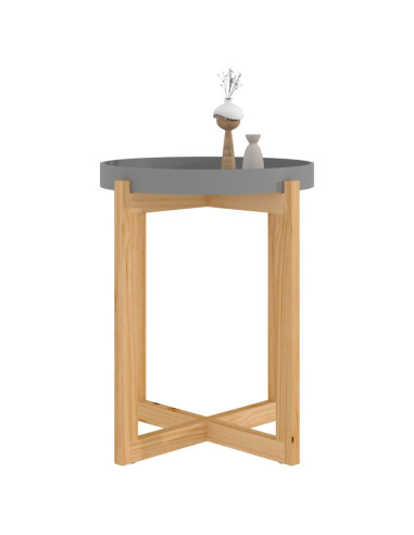 Tavolino Grigio 41x41x48,5cm Legno Multistrato e Massello Pino