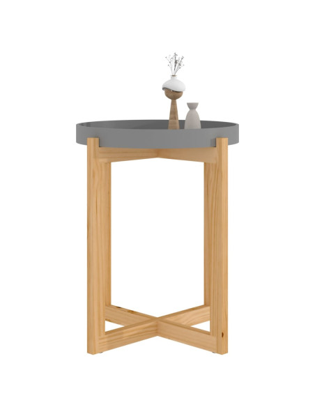 Tavolino Grigio 41x41x48,5cm Legno Multistrato e Massello Pino