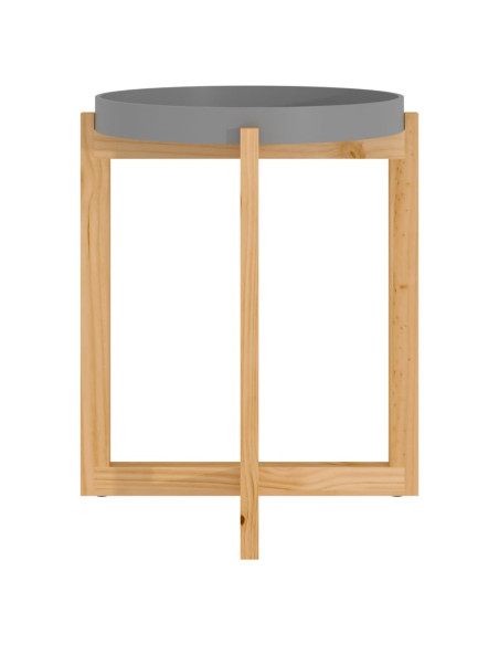Tavolino Grigio 41x41x48,5cm Legno Multistrato e Massello Pino
