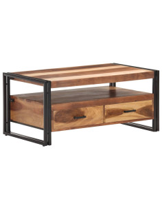 Tavolino 100x55x45cm in Massello Acacia con Finitura Sheesham 2