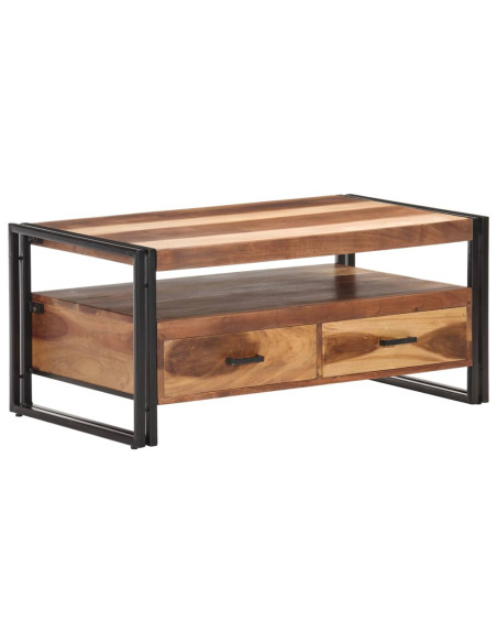 Tavolino 100x55x45cm in Massello Acacia con Finitura Sheesham