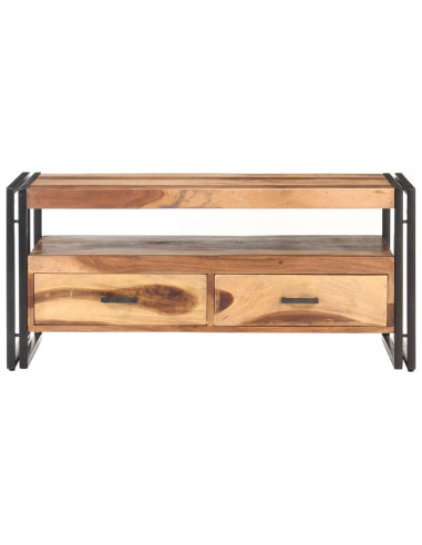 Tavolino 100x55x45cm in Massello Acacia con Finitura Sheesham