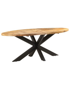 Tavolo da Pranzo Ovale 200x100x75cm in Massello di Mango Grezzo 2