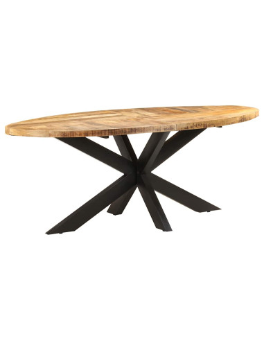 Tavolo da Pranzo Ovale 200x100x75cm in Massello di Mango Grezzo