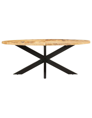 Tavolo da Pranzo Ovale 200x100x75cm in Massello di Mango Grezzo