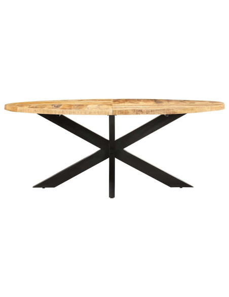 Tavolo da Pranzo Ovale 200x100x75cm in Massello di Mango Grezzo