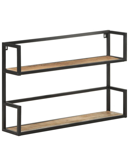Scaffale a Muro 80x20x60 cm in Legno di Mango Grezzo