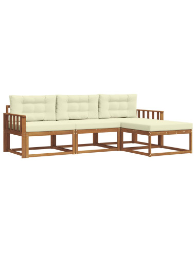 Set di divani da esterno con cuscino 4 pcs Naturale e Crema
