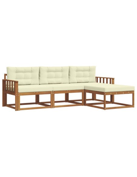 Set di divani da esterno con cuscino 4 pcs Naturale e Crema