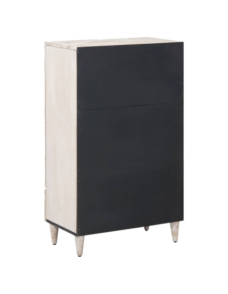 Mobile Alto Bianco 60 x 33,5 x 100 cm Legno di mango massello