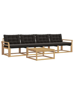 Set di divani da esterno 5 pcs Bianco e Nero 79 x 79 x 37 cm 2