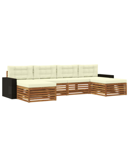 Set divani con cuscino 6 pcs Legno di Acacia Massello