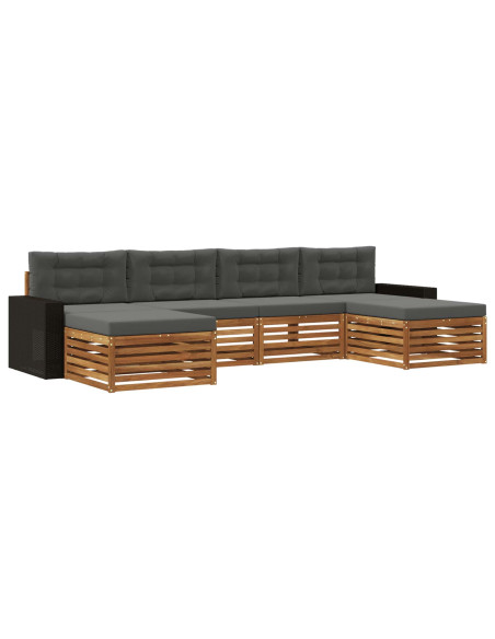 Set divani con cuscino 6 pcs Legno di Acacia Massello