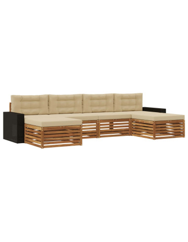 Set divani con cuscino 6 pcs Legno di Acacia Massello