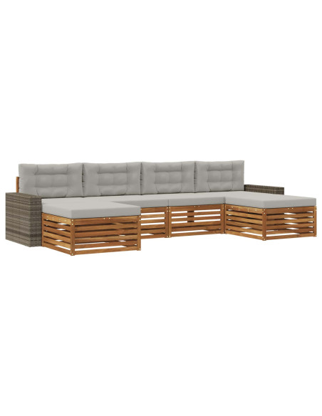Set divani con cuscino 6 pcs Legno di Acacia Massello