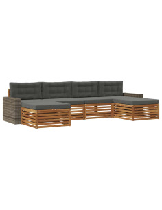 Set divani con cuscino 6 pcs Legno di Acacia Massello 2