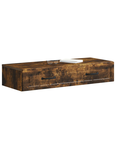 Tavolino da Parete Laterale Rovere Fumo 87,5 x 34,5 x 17 cm