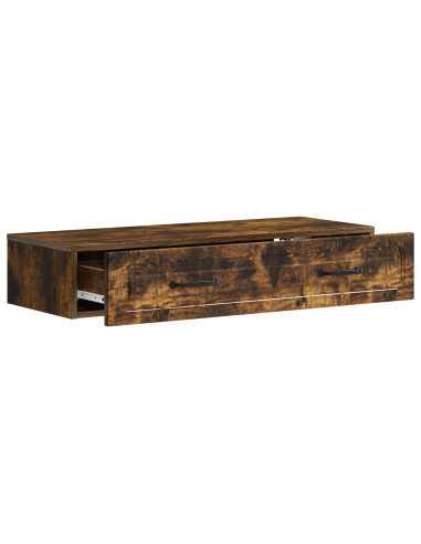Tavolino da Parete Laterale Rovere Fumo 87,5 x 34,5 x 17 cm