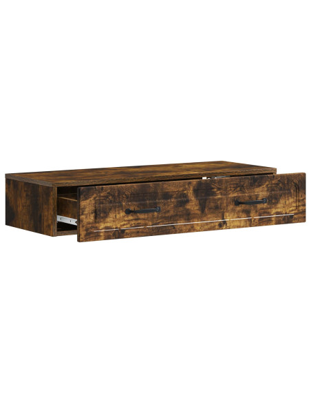 Tavolino da Parete Laterale Rovere Fumo 87,5 x 34,5 x 17 cm