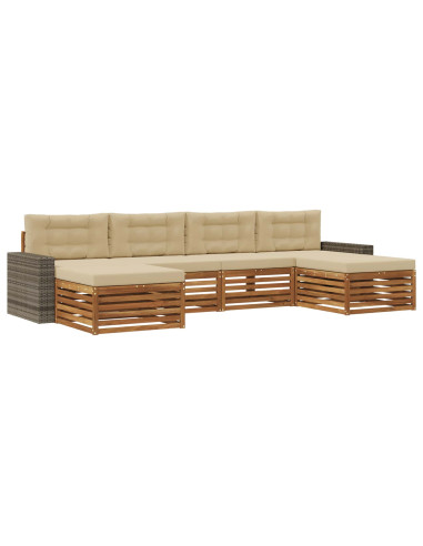 Set divani con cuscino 6 pcs Legno di Acacia Massello