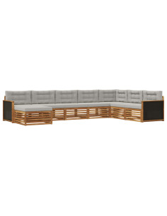 Set di divani da esterno 8 pcs Naturale e Grigio Chiaro 2