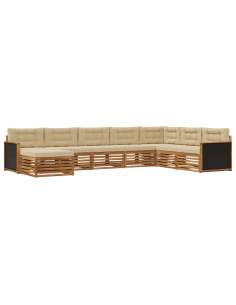 Set di divani da esterno con cuscino 8 pcs Naturale e Beige 2