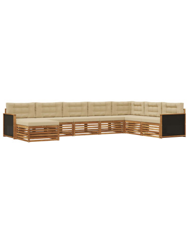 Set di divani da esterno con cuscino 8 pcs Naturale e Beige
