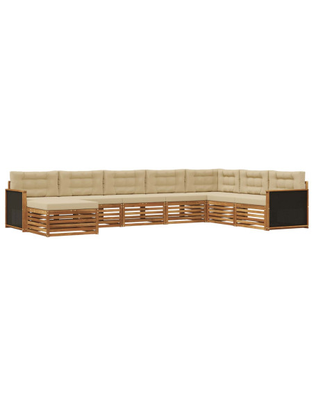 Set di divani da esterno con cuscino 8 pcs Naturale e Beige