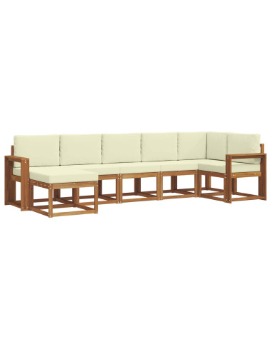 Set di divani con cuscino 7 pcs Naturale e Crema