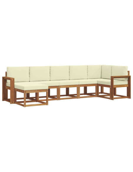 Set di divani con cuscino 7 pcs Naturale e Crema