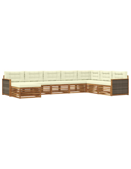 Set di divani da esterno con cuscino 8 pcs Naturale e Crema