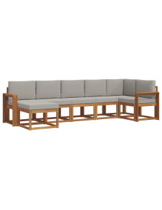 Set di divani con cuscino 7 pcs Grigio Naturale e Chiaro 2