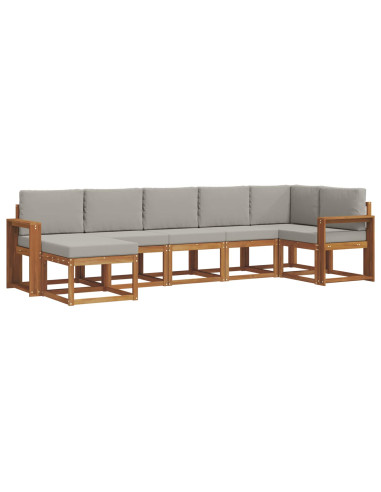 Set di divani con cuscino 7 pcs Grigio Naturale e Chiaro