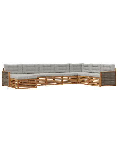Set di divani da esterno 8 pcs Naturale e Grigio Chiaro