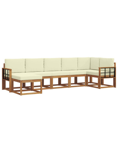 Set di divani con cuscino 7 pcs Naturale e Crema