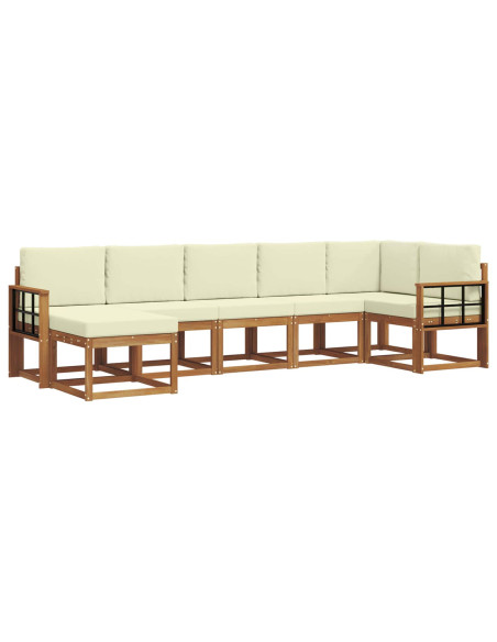 Set di divani con cuscino 7 pcs Naturale e Crema
