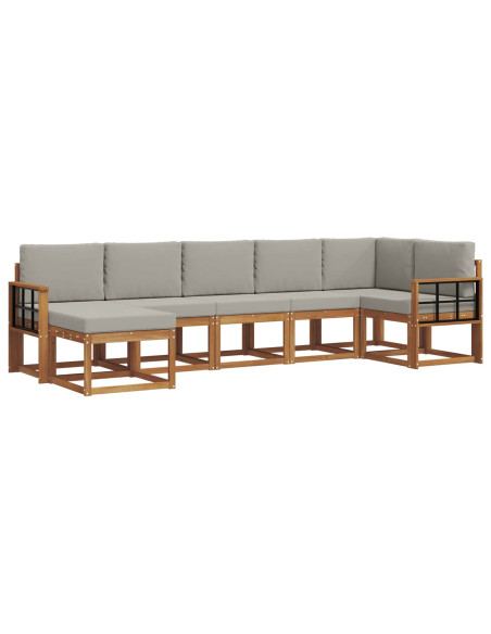 Set di divani con cuscino 7 pcs Grigio Naturale e Chiaro
