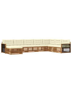 Set di divani da esterno con cuscino 8 pcs Naturale e Crema 2