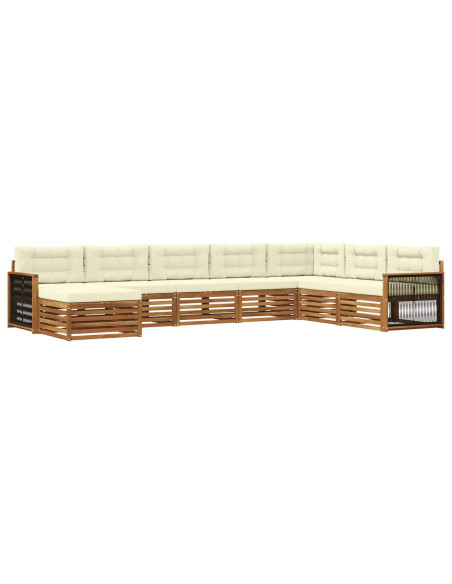 Set di divani da esterno con cuscino 8 pcs Naturale e Crema