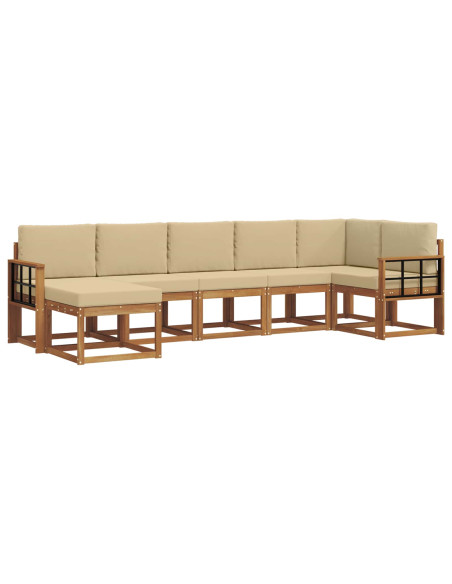 Set di divani con cuscino 7 pcs Naturale e Beige