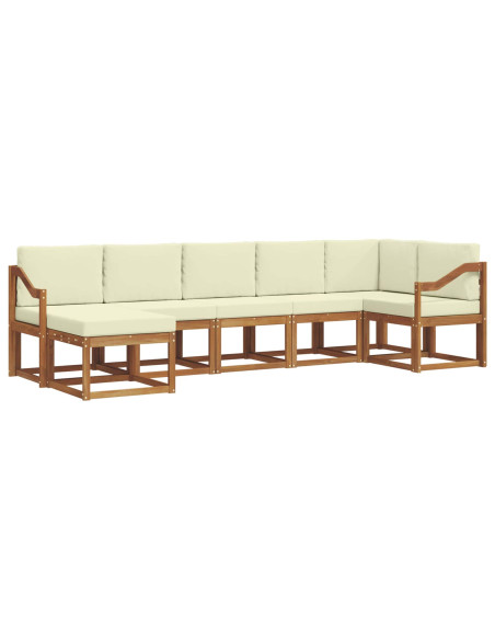 Set di divani con cuscino 7 pcs Naturale e Crema