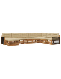Set di divani da esterno con cuscino 8 pcs Naturale e Beige 2