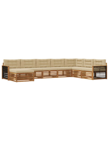 Set di divani da esterno con cuscino 8 pcs Naturale e Beige