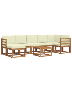 Set di divani con cuscino 8 pcs Naturale e Crema 2